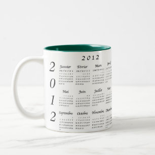 Calendrier 2012 français tweekleurige koffiemok