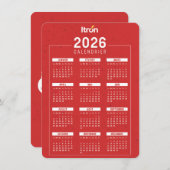 Calendrier 2026 Rouge Français Informatiekaartje (Voorkant / Achterkant)
