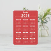 Calendrier 2026 Rouge Français Informatiekaartje (Staand voorkant)