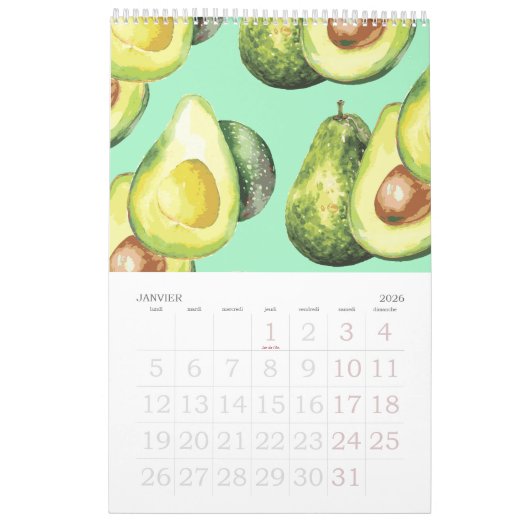 Calendrier France avec Jours Fériés | Muur 2026 Kalender (Jan 2026)