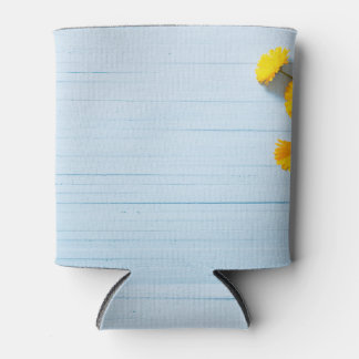 Calendula Bloemen: Blauwe houten achtergrond Blikjeskoeler