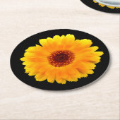 Calendula officinalis ronde kartonnen onderzetter (Gebogen)