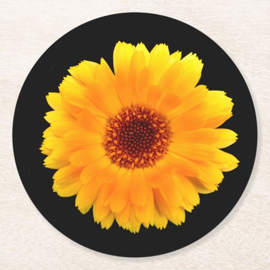 Calendula officinalis ronde kartonnen onderzetter (Voorkant)