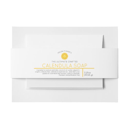 Calendula soap yellow schoonheidsproduct label ban uitnodigingen wikkel (Voorkant Voorbeeld)
