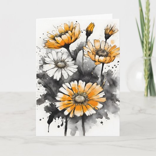 Calendula - Watercolor bloemen Kaart (Voorkant)