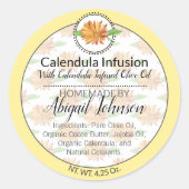 Calendula Wildflower Handgemaakt Artisan Gift Labe Ronde Sticker (Voorkant)