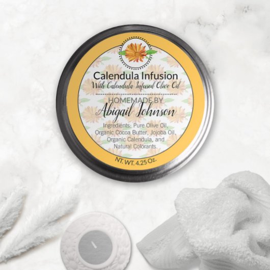 Calendula Wildflower Handgemaakt Artisan Gift Labe Ronde Sticker