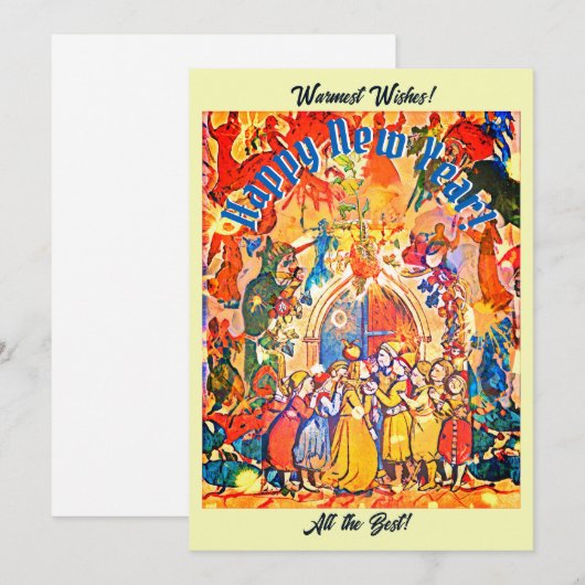 Calennig nieuwjaar feestdagenkaart (Voorkant / Achterkant)