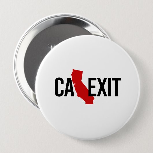 Calexit - California Exit - Red - -  Ronde Button 4,0 Cm (Voorkant /achterkant)