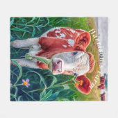 Calf Koe Pasture Fleece Deken (Voorkant (Horizontaal))