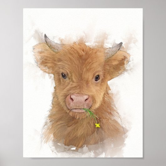 Calf Portrait voor Koe op het hoger gelegen Poster (Voorkant)