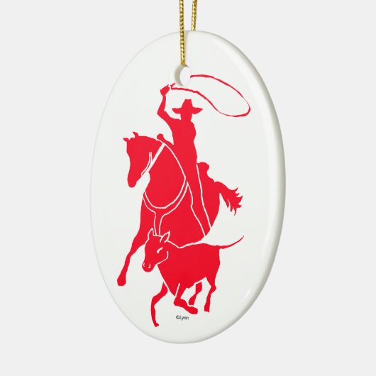 Calf Roper Red Keramisch Ornament (Links)