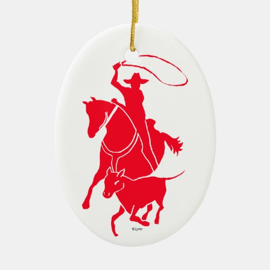 Calf Roper Red Keramisch Ornament (Voorkant)