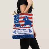 Calf Roping American Flag Rodeo Mam of Jouw tekst Tote Bag (Dichtbij)