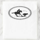 Calf Roping Euro Stijl Ovale Sticker (Tas)