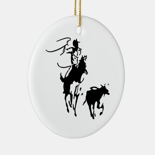 Calf Roping Keramisch Ornament (Rechts)
