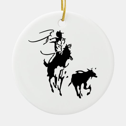 Calf Roping Keramisch Ornament (Voorkant)