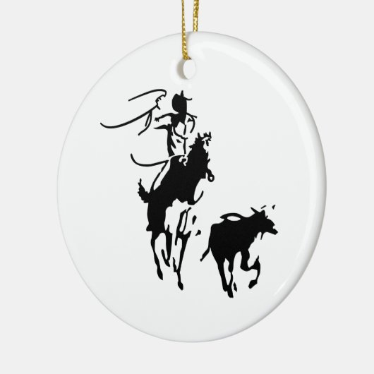 Calf Roping Keramisch Ornament (Links)