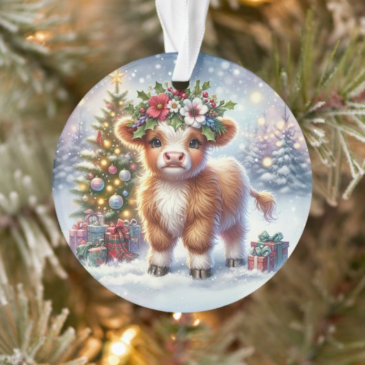 Calf with Holly Crown & Tree Glow Ornament (Boom)