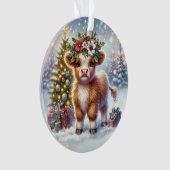 Calf with Holly Crown & Tree Glow Ornament (voorkant)