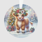 Calf with Holly Crown & Tree Glow Ornament (voorkant)