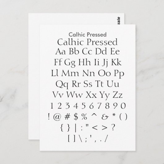 Calfisch geperst - het Blad van de Steekproef van  Briefkaart (Voorkant / Achterkant)