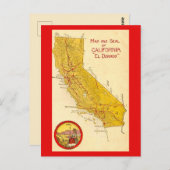 Calfornia Staat Vintage Kaart  (Voorkant / Achterkant)