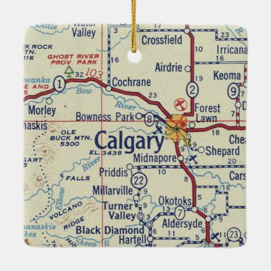 Calgary AB  Map Keramisch Ornament (Achterkant)