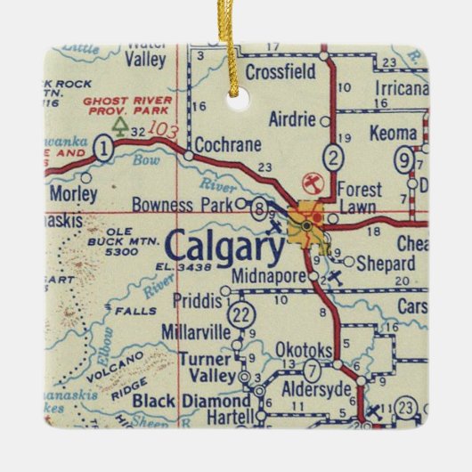 Calgary AB  Map Keramisch Ornament (Voorkant)