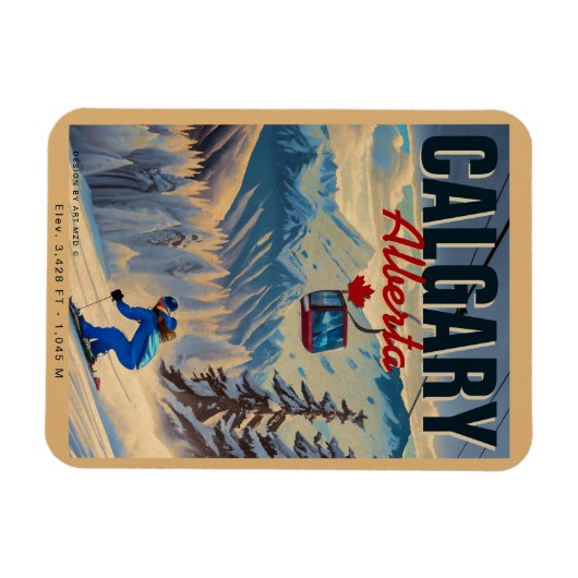 Calgary Alberta Canada Skisouvenirs jaren 50 Magneet (Horizontaal)