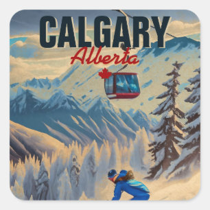 Calgary Alberta Canada Skisouvenirs jaren 50 Vierkante Sticker