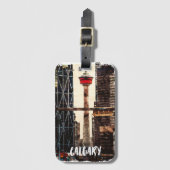 Calgary Alberta Canada Waterverf reizen Bagagelabel (Voorkant (verticaal))