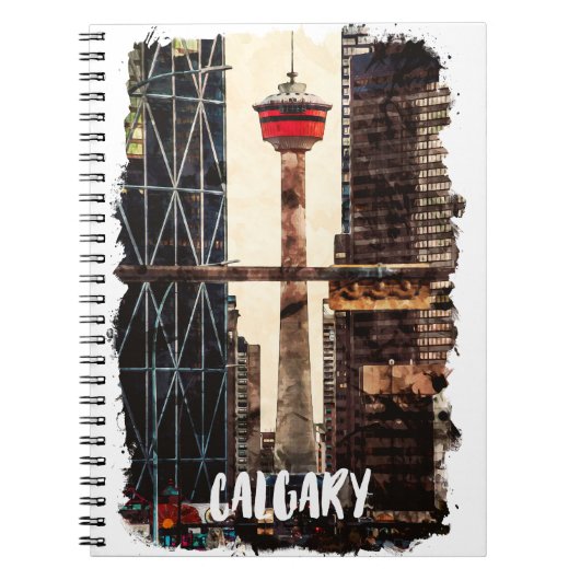 Calgary Alberta Canada Waterverf reizen Notitieboek (Voorkant)