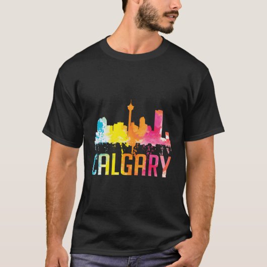 Calgary Alberta Canada Waterverf Skyline Sou T-shirt (Voorkant)