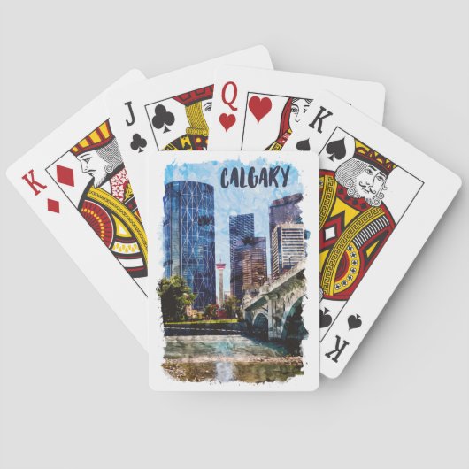 Calgary Alberta Cityscape Skyline Pokerkaarten (Achterkant)