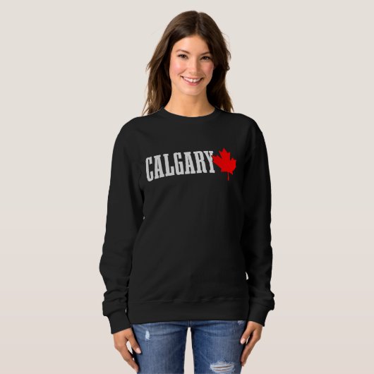 Calgary Alberta Maple Leaf Canada Canadian Flag Pr Trui (Voorkant volledig)