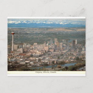 Calgary Alberta Oude Luchtfoto en Rockies Briefkaart