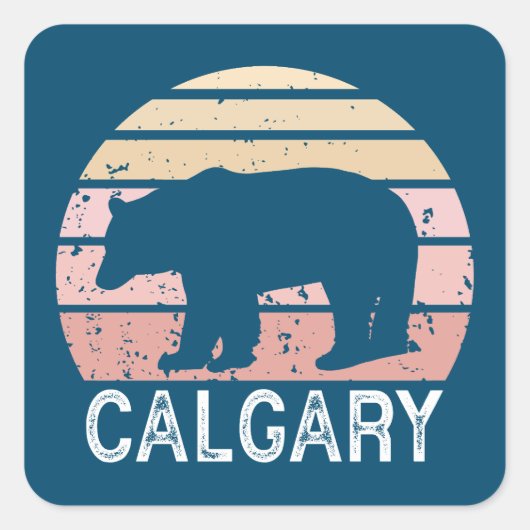 Calgary Alberta Retro Beer Vierkante Sticker (Voorkant)