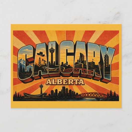 Calgary Alberta Rodeo & Energie Briefkaart (Voorkant)