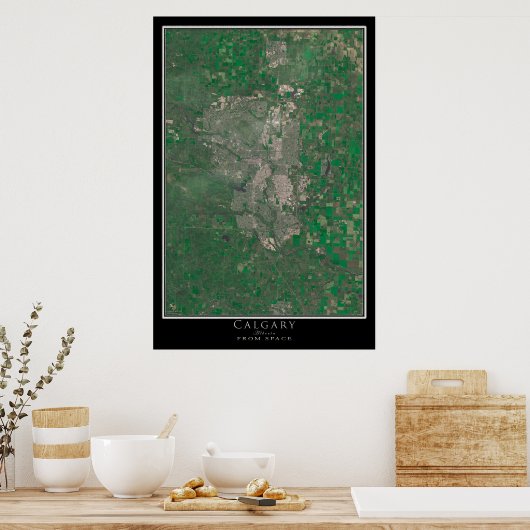 Calgary Alberta Satellite Poster Map (Keuken)
