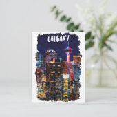 Calgary Alberta Skyline bij nacht Briefkaart (Staand voorkant)