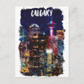 Calgary Alberta Skyline bij nacht Briefkaart (Voorkant)