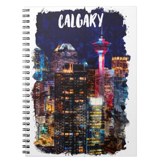 Calgary Alberta Skyline bij nacht Notitieboek (Voorkant)