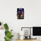 Calgary Alberta Skyline bij nacht Poster (Thuiskantoor)
