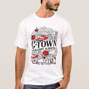 Calgary Alberta Symbolen en Gebergte Uitzicht T-shirt