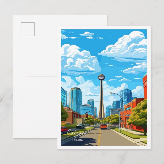 Calgary Canada Art Vintage Travel Illustratie Briefkaart (Voorkant / Achterkant)