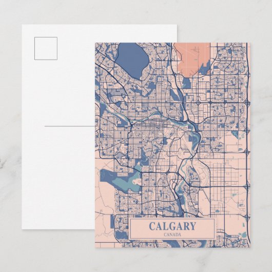 Calgary Canada Breezy City Map Travel Briefkaart (Voorkant / Achterkant)