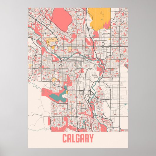 Calgary - Canada Chalk City Map Poster (Voorkant)