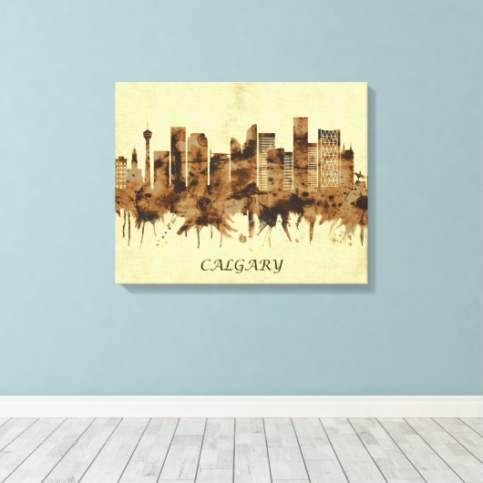 Calgary Canada Cityscape Canvas Afdruk (Insitu (Houten vloer))