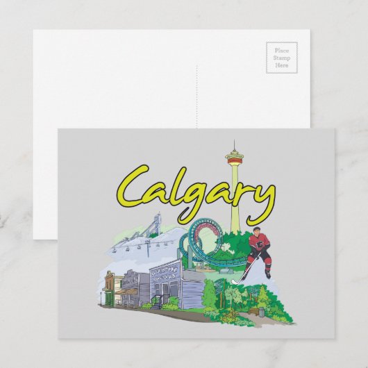 Calgary, Canada Famous City Briefkaart (Voorkant / Achterkant)